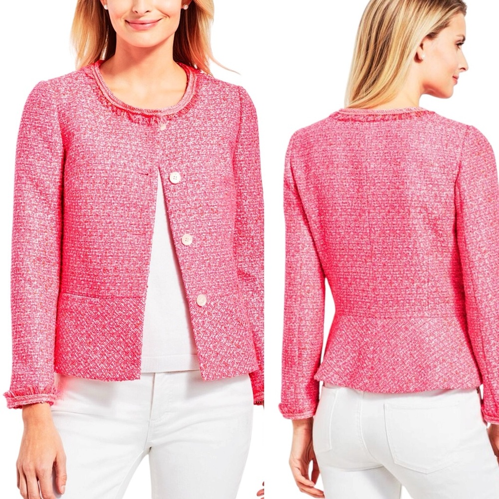 TALBOTS Tweed Cropped Peplum Jacket
